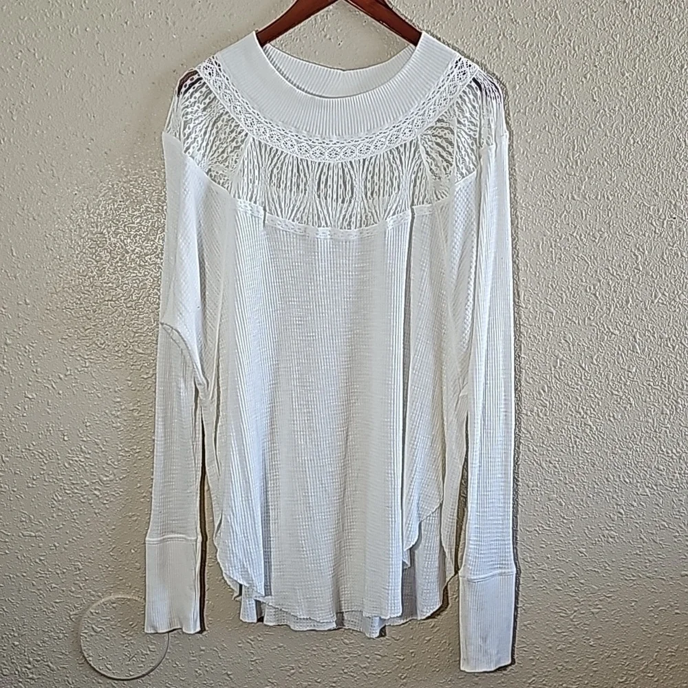 Free People White Thermal Top